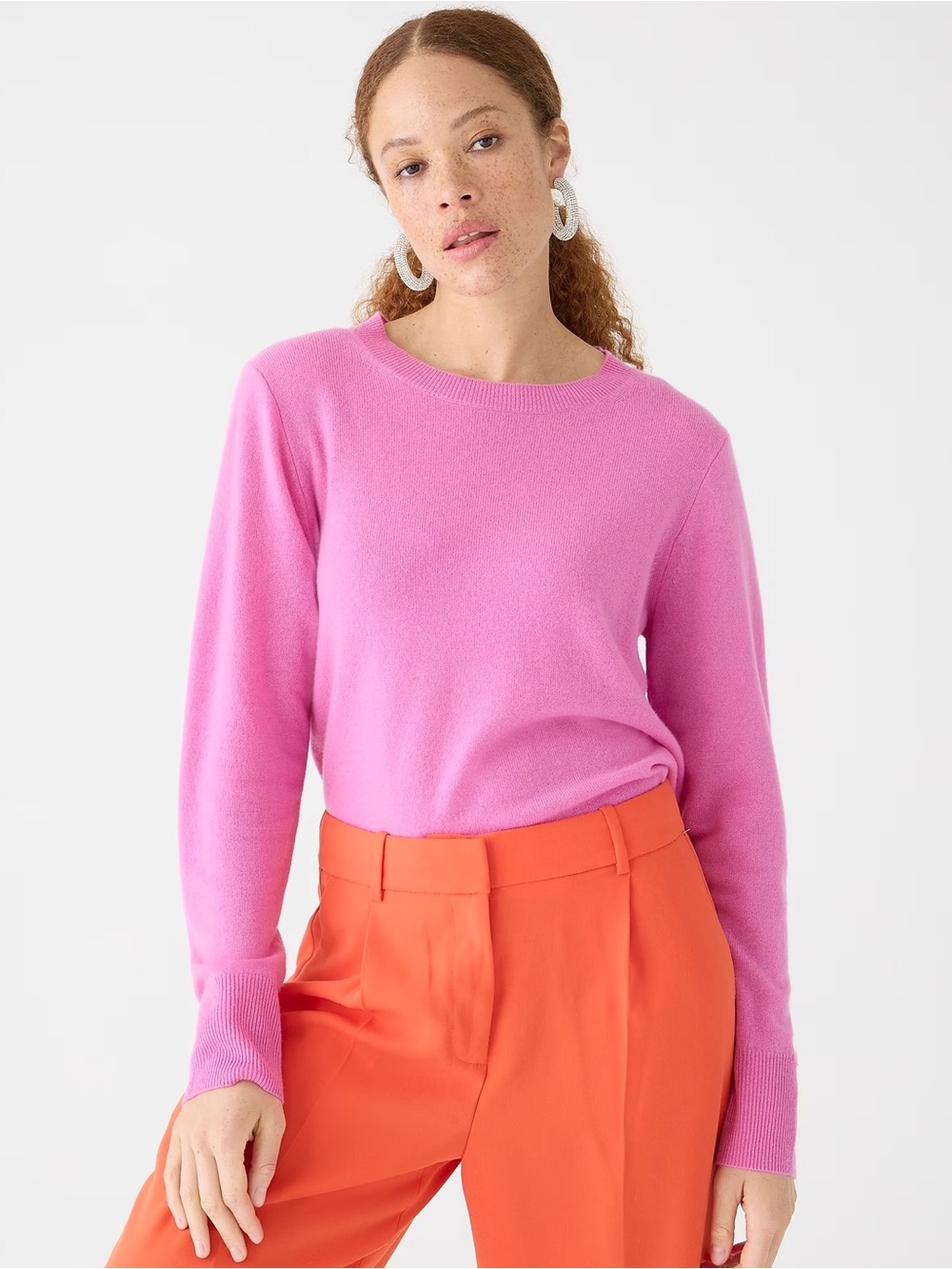 J Crew 100% Cashmere Classic Fit Crewneck Sweater in Petunia Pink Size S